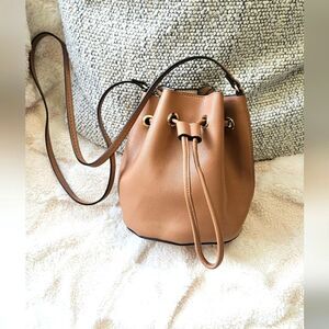 Tan Vegan Leather Bucket Bag